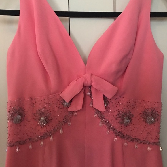 Vintage MCM MARDI GRAS N.Y. pink & beads evening gown Cocktail Glam Palm Springs - Picture 6 of 12
